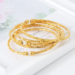 3mm African bangles for woman Ball Dubai bracelet and Bangles Indian Bangles Gold color Middle East Wedding Jewelry Gift