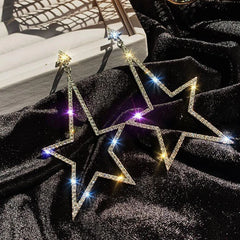 Star Temperament Long Pentagram Pendant Earrings