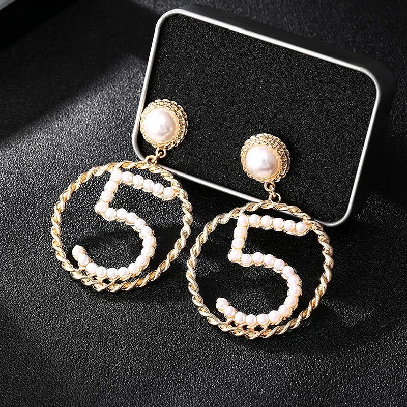 Big Statement Drop Dangle Crystal No 5 Digital baroque pearl butterfly drop cc earrings