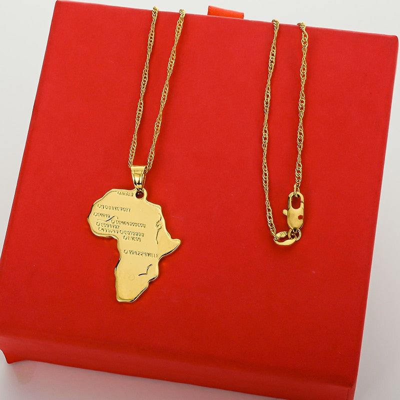 Quality Africa Congo Algeria Map Pendant Necklace & Chain