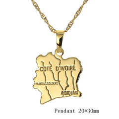 Quality Africa Congo Algeria Map Pendant Necklace & Chain