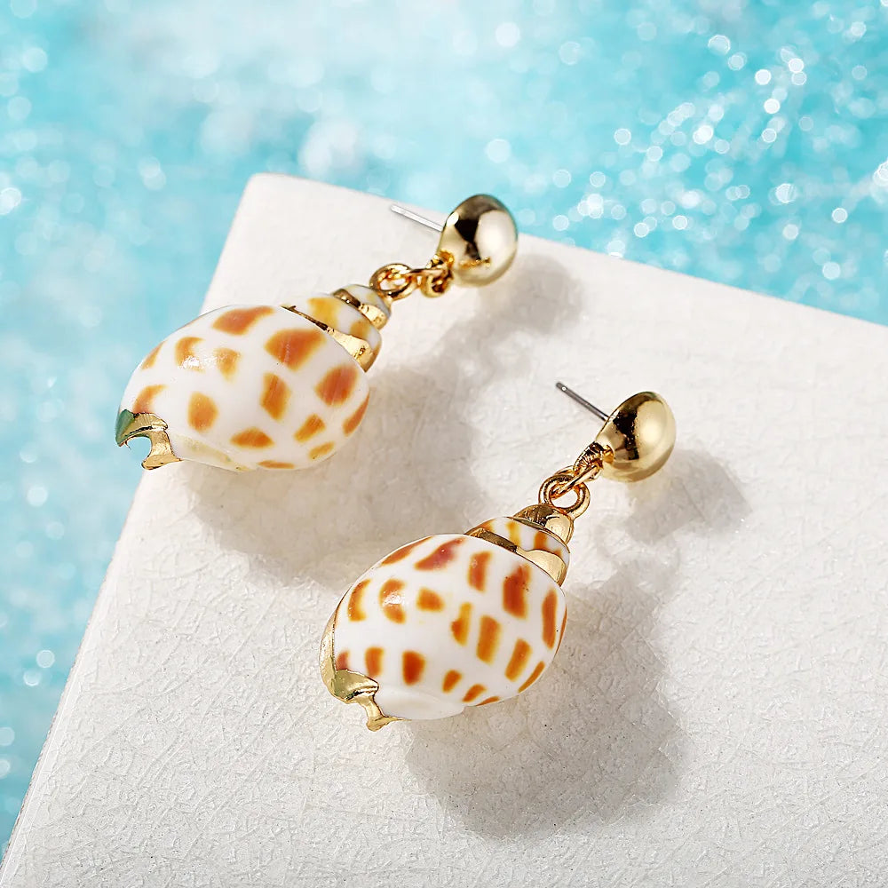 28 Style Gold Silver Color Cowrie Metal Sea Shell Earring For Women Shell Statement Earrings 2019 Summer Beach Jewelry