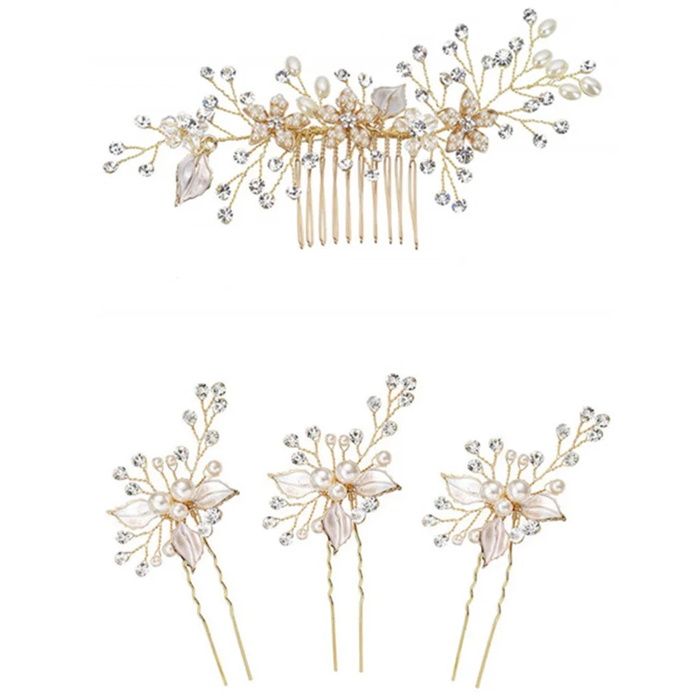 1pc Bridal Pearl Flower Crystal Bridesmaid Hair Pins