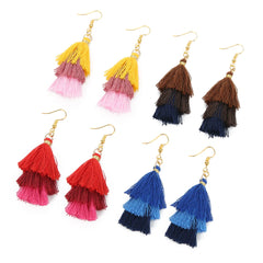 3 Layered Bohemian Fringed Luxury Statement Long Tassel Earrings