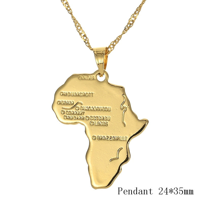 Quality Africa Congo Algeria Map Pendant Necklace & Chain