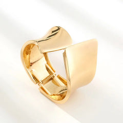 Luxury Symmetrical Gold Plated Luxury Wide Statement Bangle