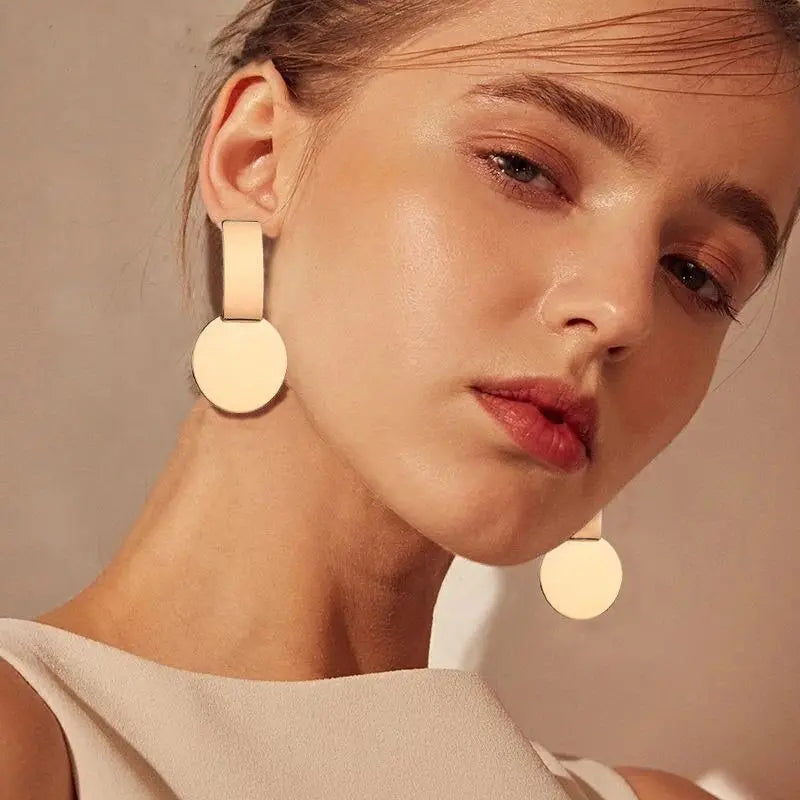 Golden Statement Big Long Drop Earrings