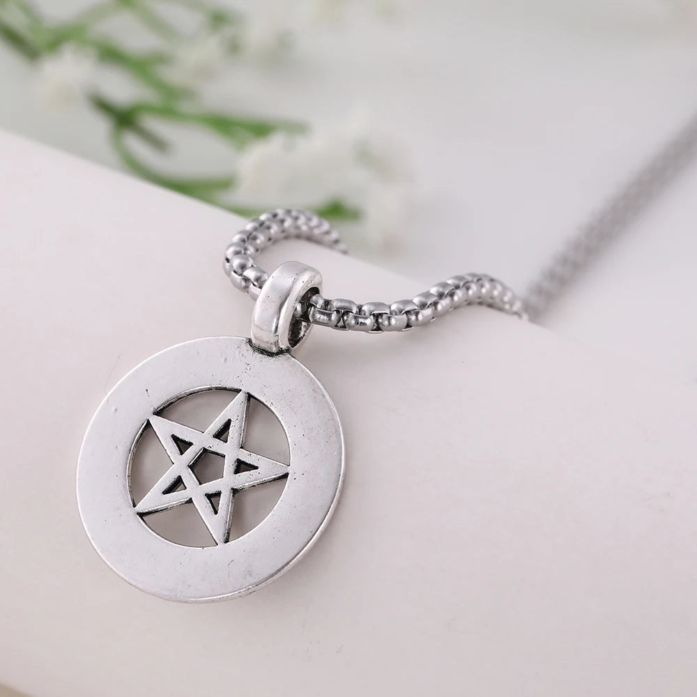 Stainless Steel Pentagram Pendant & Necklace Chain