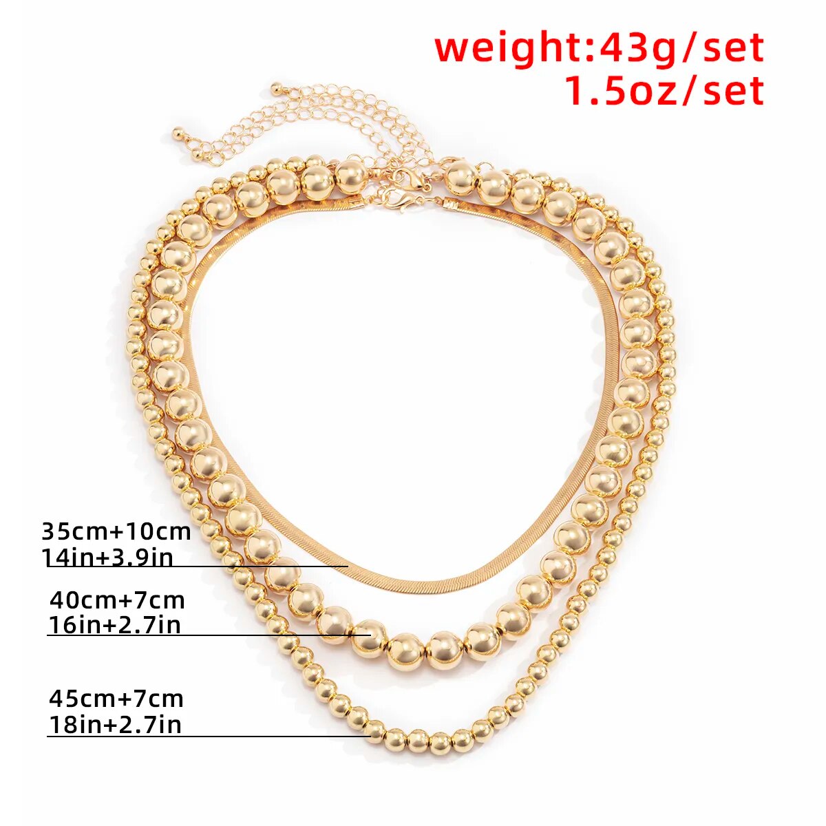 3Pcs/Set Vintage Flat Filmy Beaded Soft Link Choker Necklaces