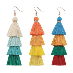 3 Layered Bohemian Fringed Luxury Statement Long Tassel Earrings