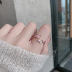 Fashion Micro-inlaid Crystal Zircon Rings Sweet Elegant Flower Rings