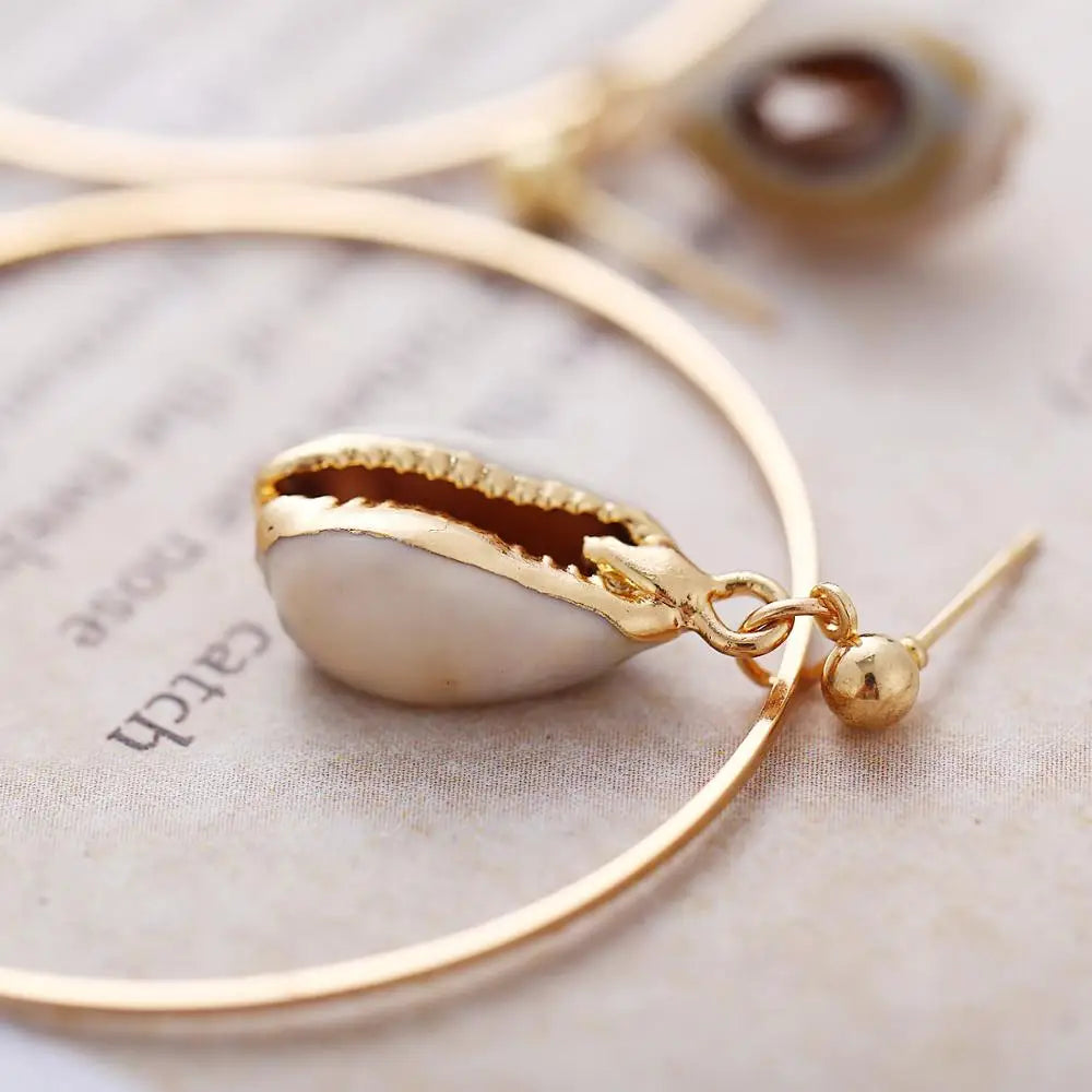 28 Style Gold Silver Color Cowrie Metal Sea Shell Earring For Women Shell Statement Earrings 2019 Summer Beach Jewelry