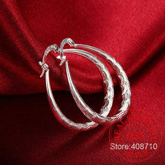 925 Sterling Silver Fish Pattern Circle Hoop Earrings