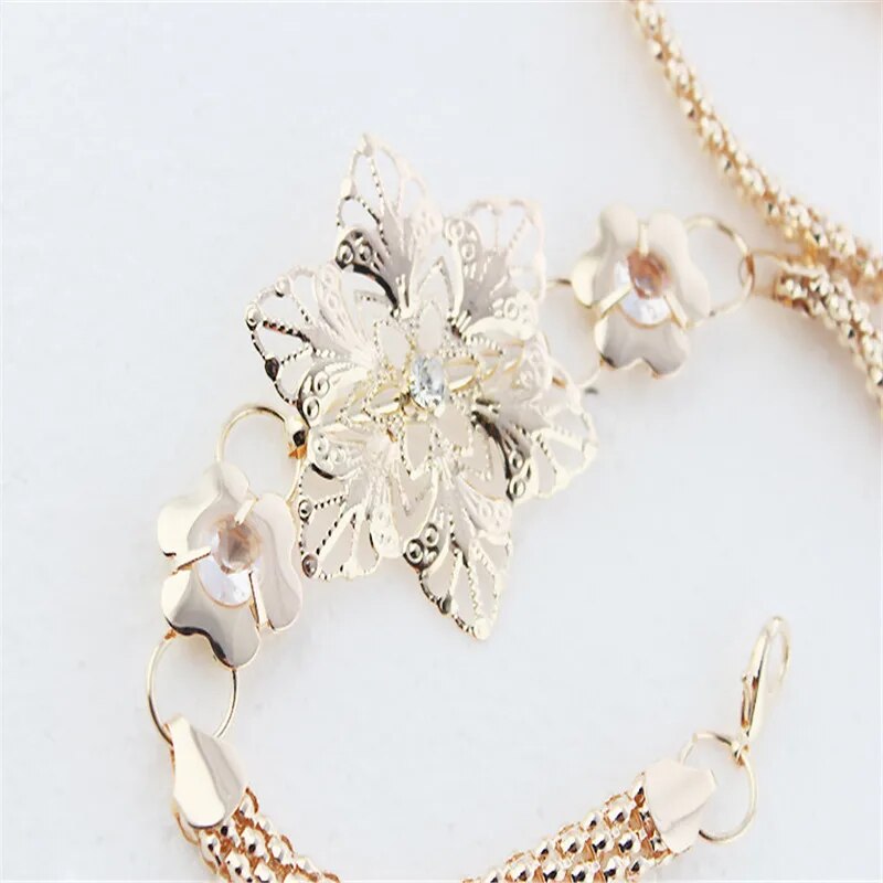 Luxury Flowers Gold Waist Chain & Dress Accessories Belts