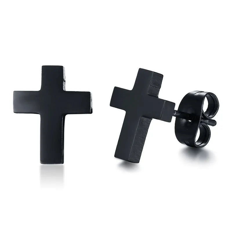 Stainless Steel Cross Stud Earring in 3 colours