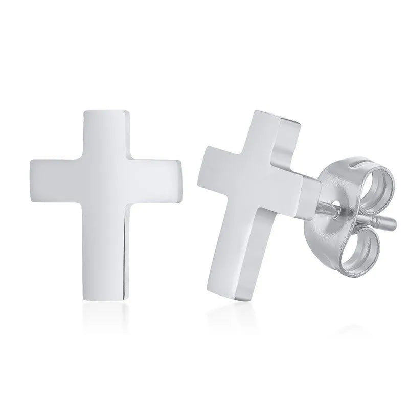 Stainless Steel Cross Stud Earring in 3 colours