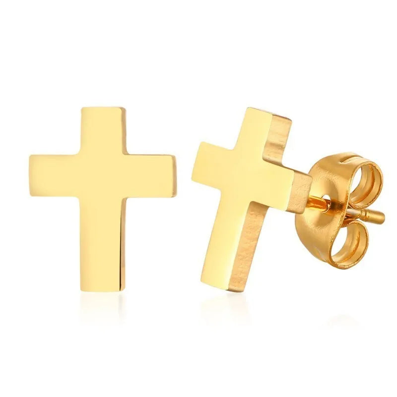 Stainless Steel Cross Stud Earring in 3 colours