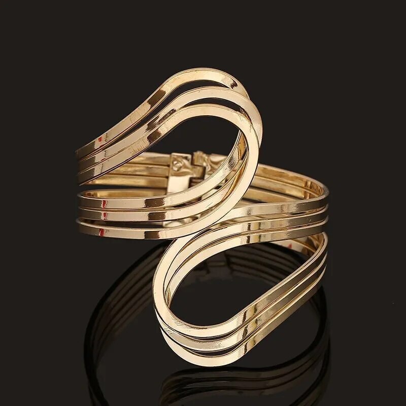 Lasting Gold, Silver Plated Wide Cuff Bangles Arm Bracelets