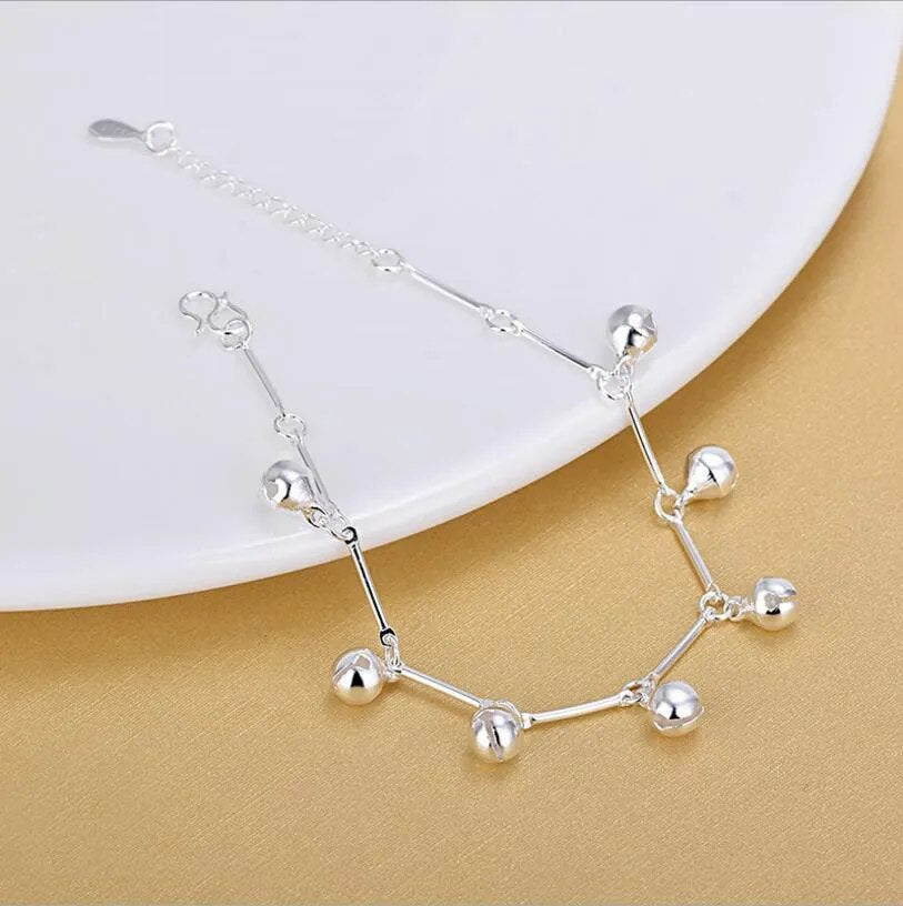 Top Quality Silver 925 Anklets Bamboo Chain Bells