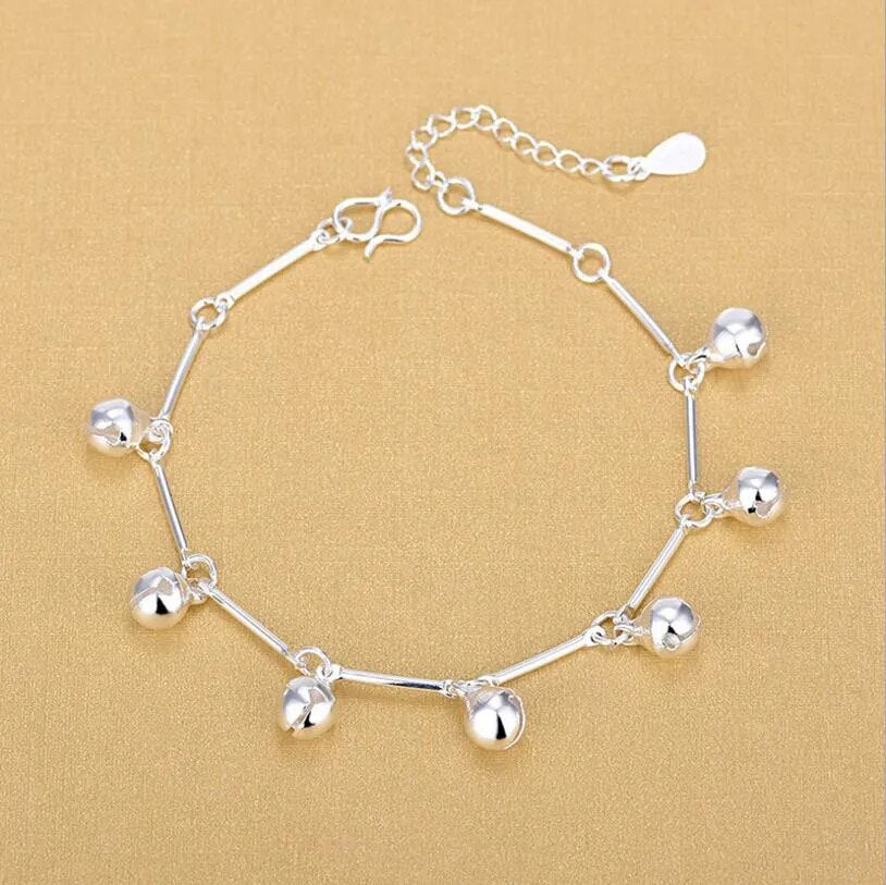 Top Quality Silver 925 Anklets Bamboo Chain Bells