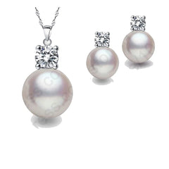 Top Quality Water Pearl 925 Sterling Silver Needle Pendant Necklace Earrings Necklace