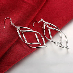 925 Sterling Silver Geometric Surround Twist Drop Earrings