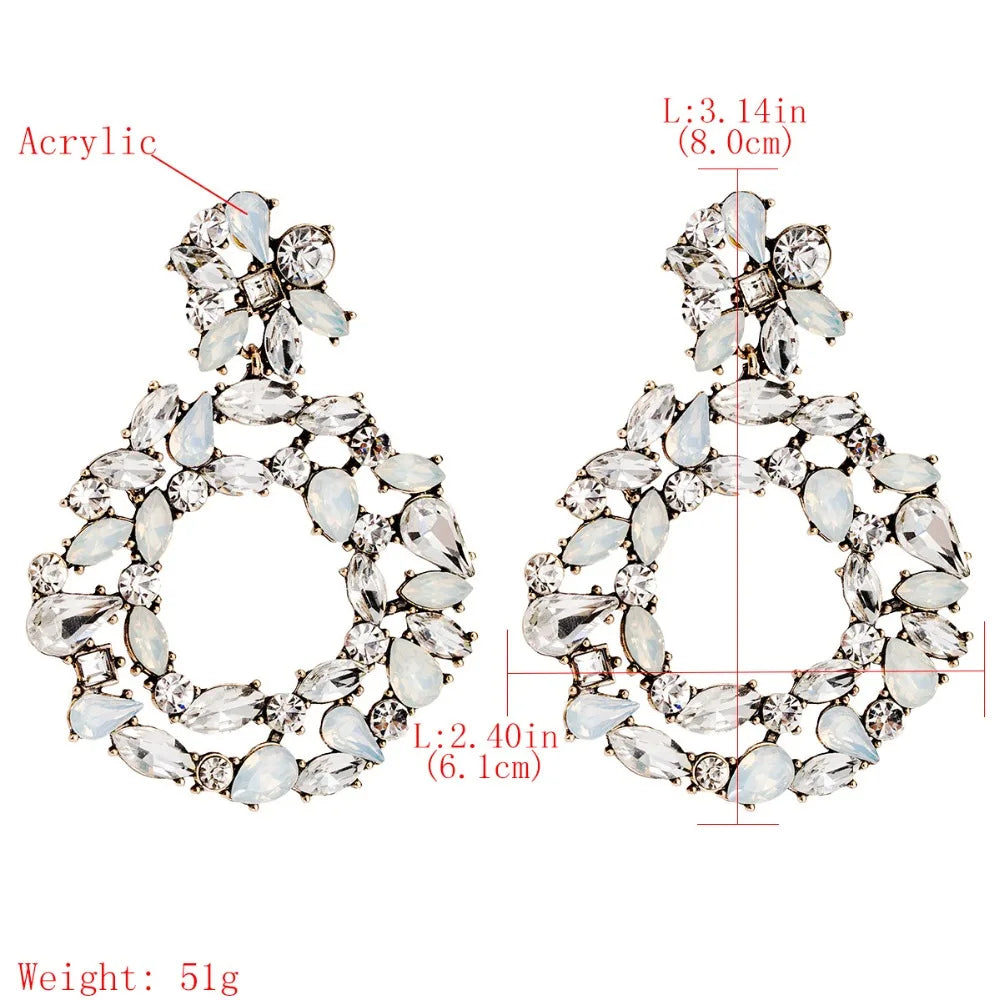 Colorful Statement Earrings Luxury Big Rhinestone Earrings