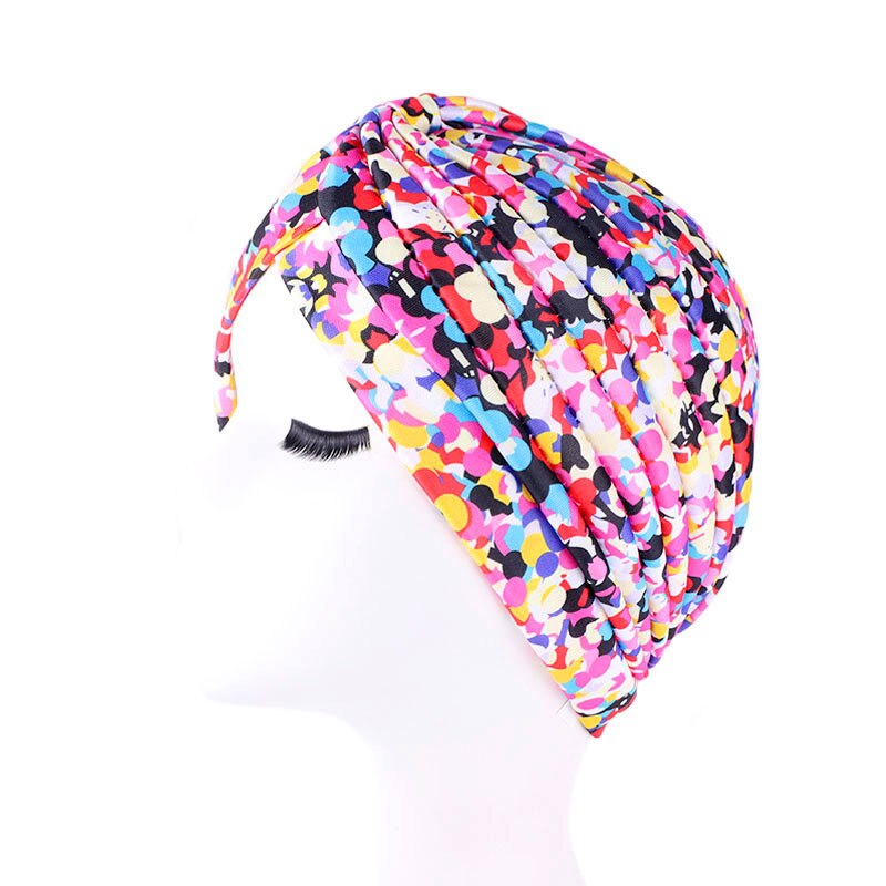 Print Flower Knot Ruffle Head Wrap and cap