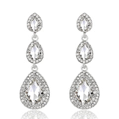 Luxury Quality Crystal Colours Gold & Silver Long Big Drop Earrings