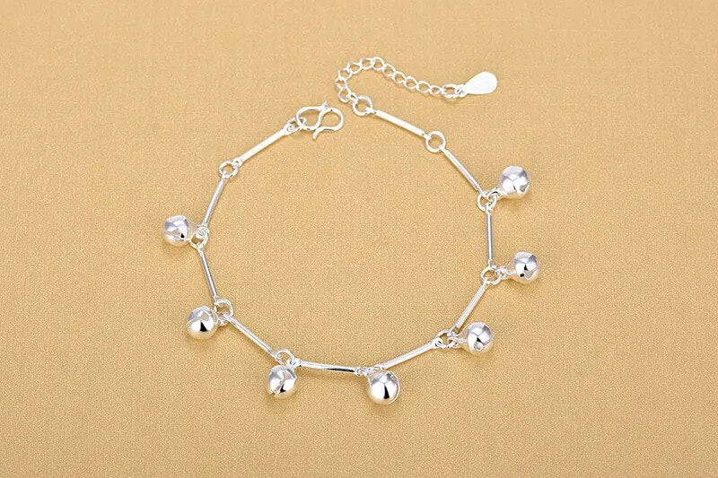 Top Quality Silver 925 Anklets Bamboo Chain Bells