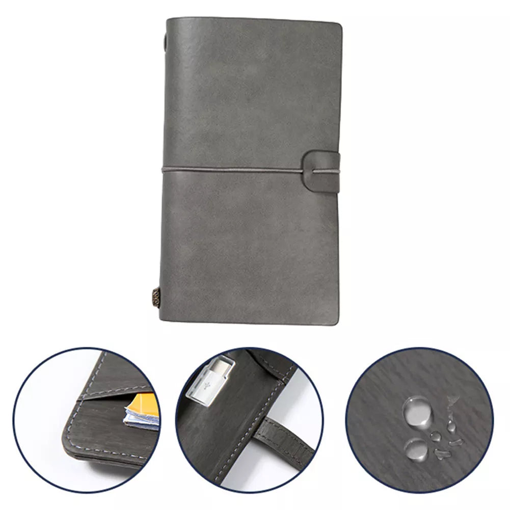 Faux Leather Cover Loose-leaf Notebook Journal Diary & Pen Holder