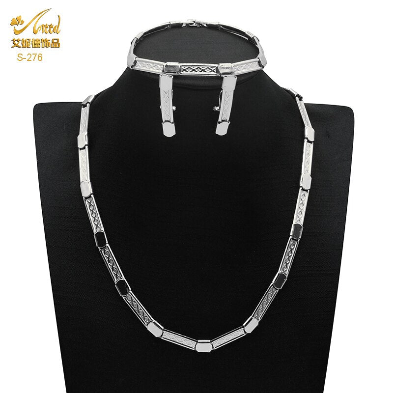 Luxury Chokers - 18K Gold Plated Necklace Earrings Bracelet Set