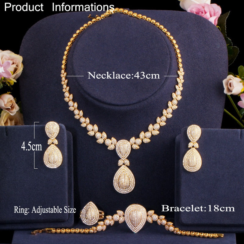 Luxury 4pcs Bridal Wedding Banquet Jewelry Set - High Quality