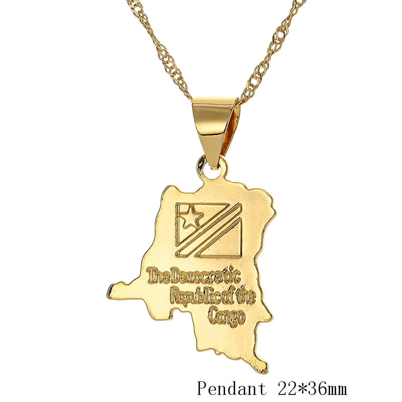 Quality Africa Congo Algeria Map Pendant Necklace & Chain