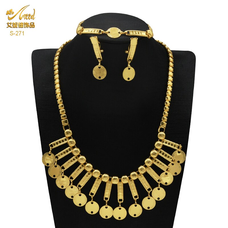 Luxury Chokers - 18K Gold Plated Necklace Earrings Bracelet Set