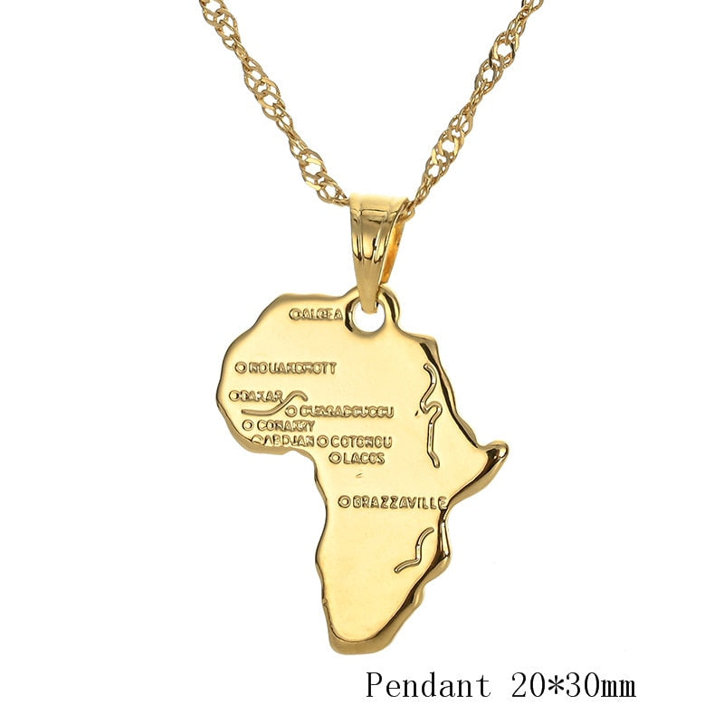 Quality Africa Congo Algeria Map Pendant Necklace & Chain