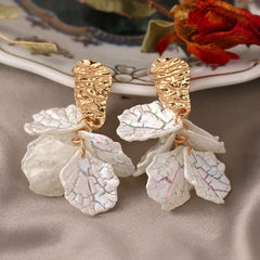 Fashion Statement Shell Petal Drop Flower Earrings