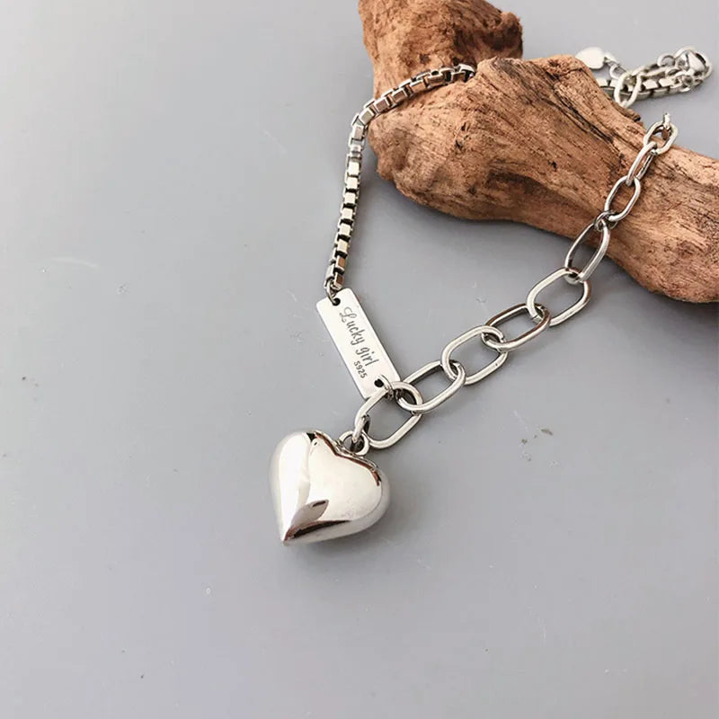 Sterling Silver 925 LOVE Heart Pendant Vintage Anklet Bracelet