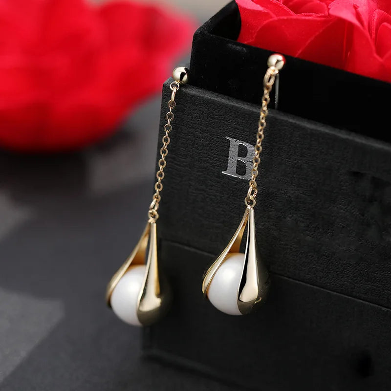 Korean Fashion Stud Earrings Luxury Pearls Drop Dangle Designer Statement Earrings