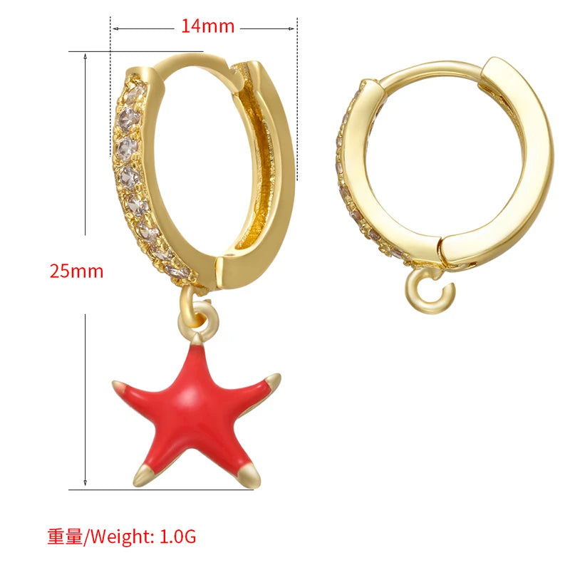 1piece  mini star cross conch neon colorful style earrings