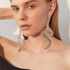 Fashionable and shining Rhinestone big drop luxury statement earring