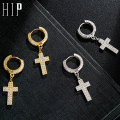 luxury Cubic Zirconia Bling Iced Out Cross Earring