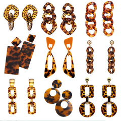 Vintage Leopard Various shaped Statement Dangle Earrings