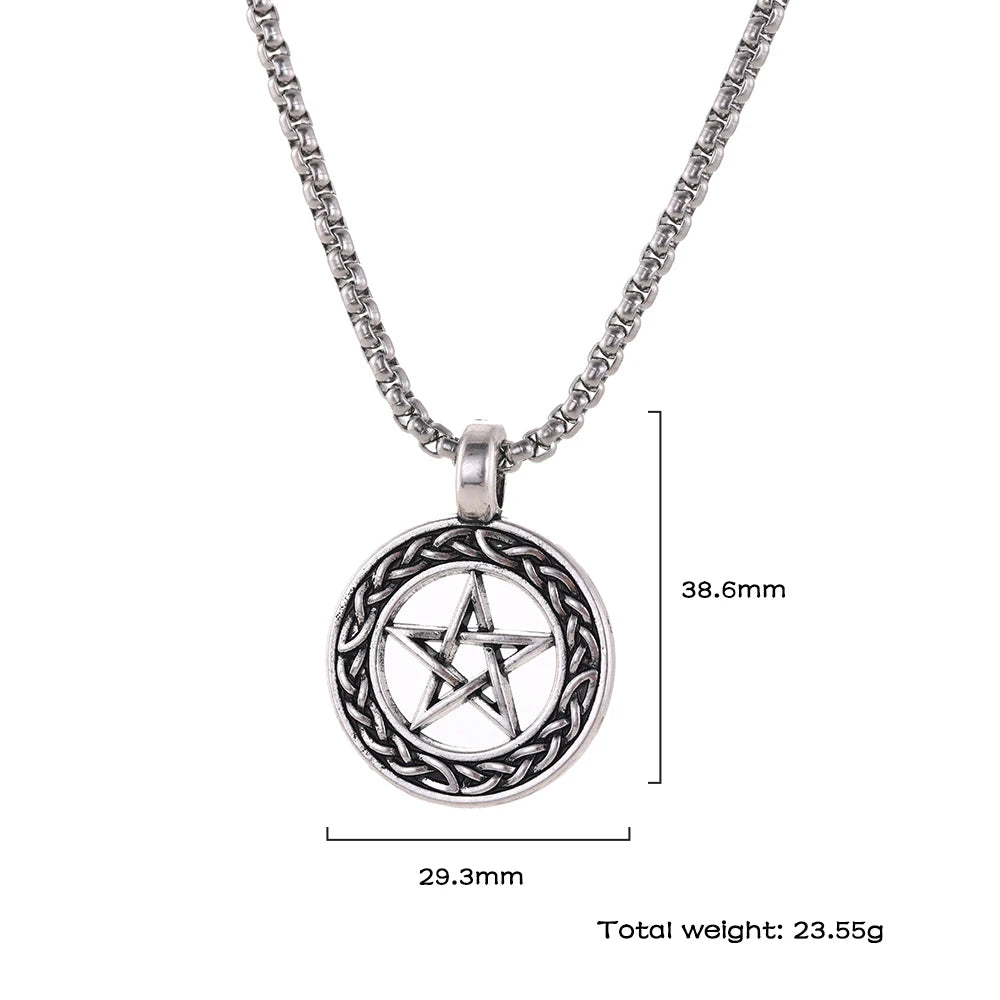 Stainless Steel Pentagram Pendant & Necklace Chain