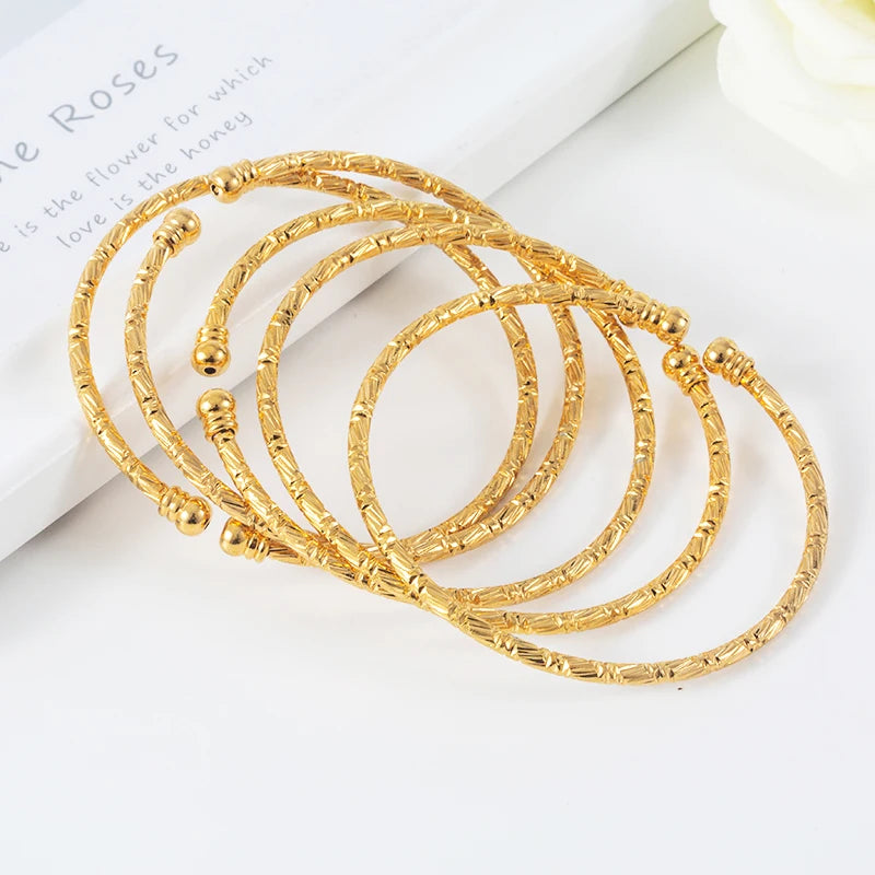 3mm African bangles for woman Ball Dubai bracelet and Bangles Indian Bangles Gold color Middle East Wedding Jewelry Gift