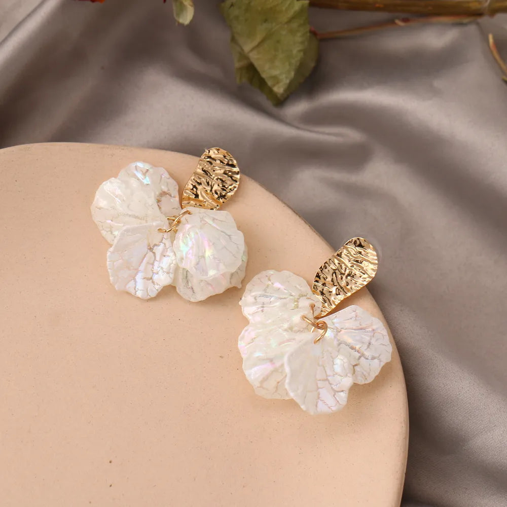 Fashion Statement Shell Petal Drop Flower Earrings