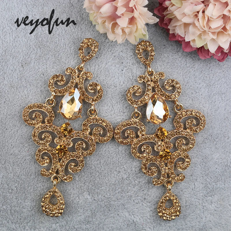 Luxury Big Rhinestone Drop  Vintage Earrings