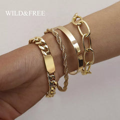 Stainless Steel High Quality Gold Plated Cuban Chain Bracelets & Bangles