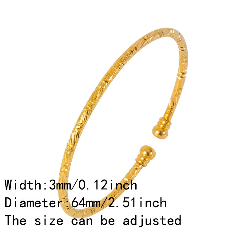 3mm African bangles for woman Ball Dubai bracelet and Bangles Indian Bangles Gold color Middle East Wedding Jewelry Gift