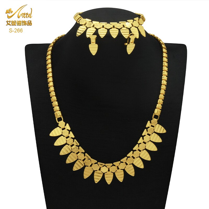 Luxury Chokers - 18K Gold Plated Necklace Earrings Bracelet Set